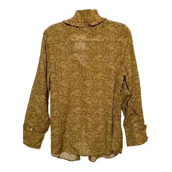 NWT Soft Surroundings Paisley Print Blouse Women's L Multicolor Long Sleeve Boho - Picture 3 of 6